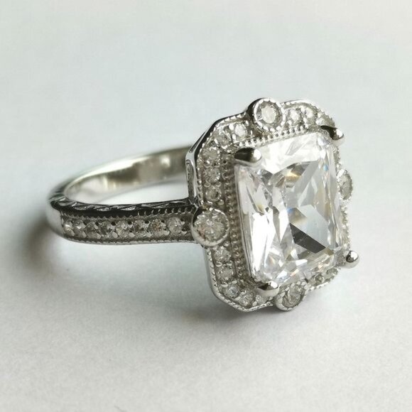 Sterling silver cz engagement cocktail ring size 7 🆕 - Picture 5 of 9
